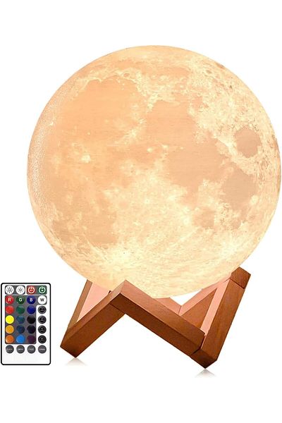 AWH Moon Lamp, 7.1" LED Night Light, 16 Colors, Remote & Touch Control, Gift for Kids/Unisex Adults