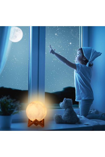 AWH 3D Moon Lamp – 16 Colors, Dimmable, Remote Control, Wireless, 15cm with Stand, LED Night Light