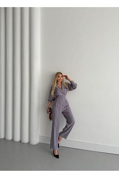Diemmood Women's Modal Fabric Jacket Collar Jumpsuit