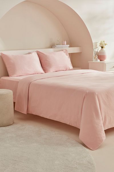 Karaca Home Charm Sion 100% bumbac jacquard satinat King Size Husă de pilota Pudra