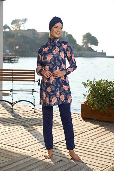 Estiva   Γυναικείο μαγιό Hijab με Πλήρως Καλυμμένο Φύλλο Navy Blue