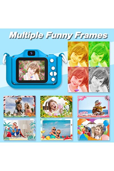AWH 32GB Kids Camera, Digital Camcorder with Shockproof Cartoon Silicone Case, Includes SD Card