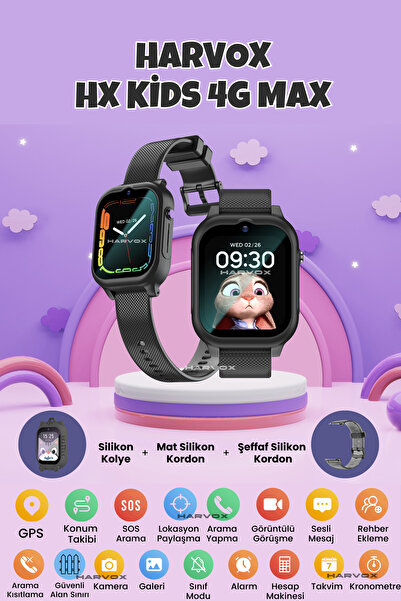 HARVOX HX Kids 4G Max Sim Kartlı Gps Akıllı Çocuk Saati Konum Takibi Görüntül...