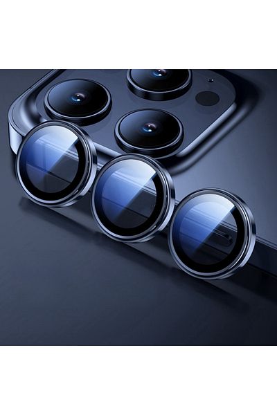 KingZeYi 15 Pro(max) 3PCS Titanium Blue 3PCS Camera Protector Lens Glass for iPhone 15 Pro Max 16 pro Metal R
