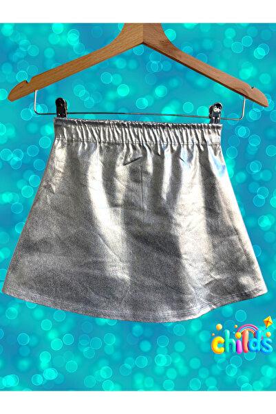 childs Fusta pentru fetiță din Lycra Lame Silver cu imprimeu cu țesătură stră...