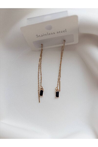 Minne Jewelry-Accessory Zincir Sallantılı Küpe - Boncuklu Renkli Sallantılı Küpe - Çelik Sallantılı Küpe