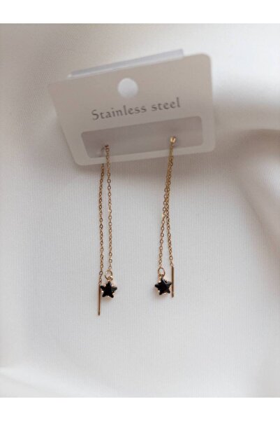 Minne Jewelry-Accessory Zincir Sallantılı Küpe - Boncuklu Renkli Sallantılı Küpe - Çelik Sallantılı Küpe