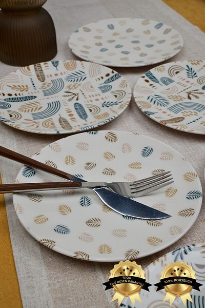 Heda Porselen Başak 6-Piece Porcelain Cake Plate