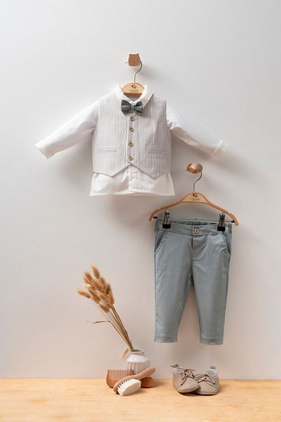 Cassiope Vest, Bow Tie, Striped 4 Piece Invitation Special Day Eid Baby Boy Suit