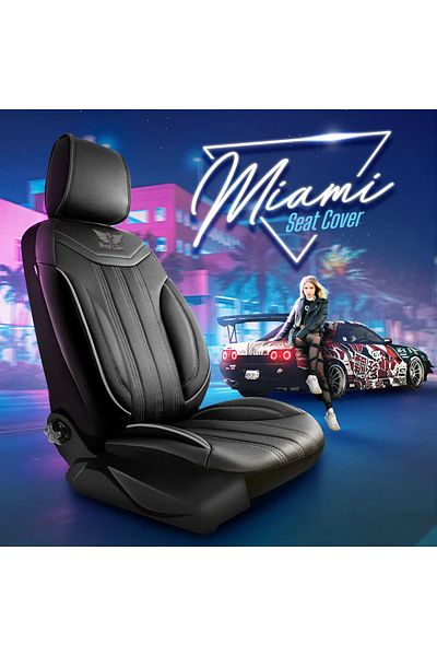 Panda Set Huse Scaune Auto Panda Miami, cu fermoare pentru bancheta rabatabila, negru gri, 11 piese