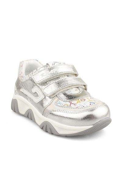 Cici Bebe Ayakkabı Genuine Leather Silver Printed Girls' Shoes
