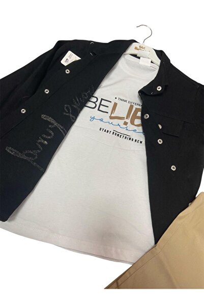 CEMRESEBUTİK ÜÇ'LÜ TAKIM SİYAH ÇEKET T-SHİRT PANTOLON