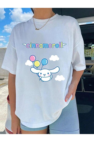 Minga London تيشيرت أبيض مطبوع عليه بالون قوس قزح من الأمام/الخلف من Mingalondon