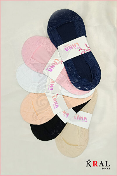 KRAL SOCKS Women's Socks (6 Pairs) Clara Model Colorful Cotton Anti-Sweat Ballerina Socks Set