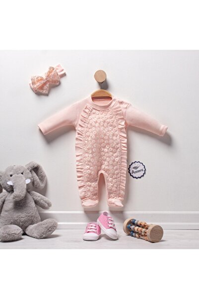 Annora Fırfırlı Güpürlü  Kız Bebek Tulumu