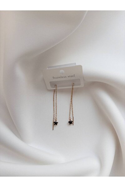 Minne Jewelry-Accessory Zincir Sallantılı Küpe - Boncuklu Renkli Sallantılı Küpe - Çelik Sallantılı Küpe