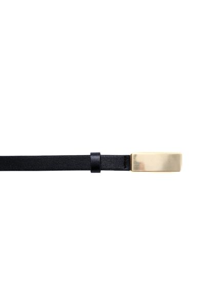 Sun Pieces Faux Leather Black Belt, Faux Leather Women's Belt with Gold Color Buckle