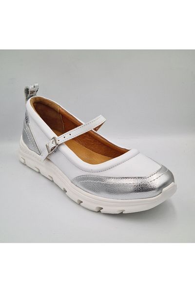 Mammamia D25YA-750 Pantofi de zi cu zi pentru femei din piele naturală albă