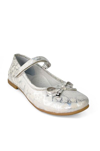 Cici Bebe Ayakkabı Genuine Leather Silver Patterned Girls' Ballerinas