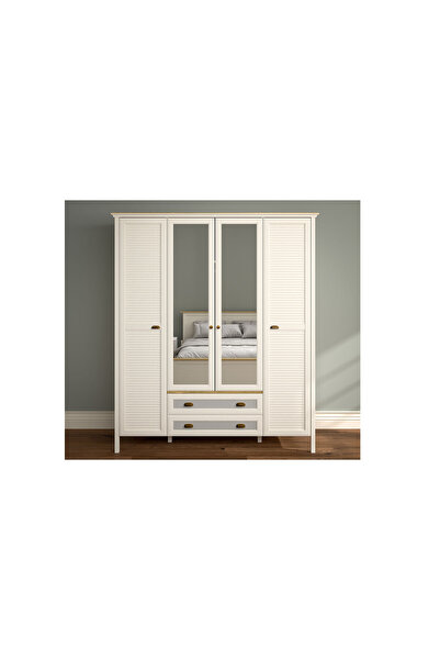 CaddeYıldız Atlantis 4 Kapılı Gardrop - Çekmeceli