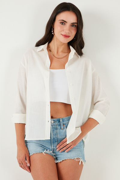 Lela Linen and Cotton Blended Regular Fit Short Front Long Back Shirt Shirt 6772853