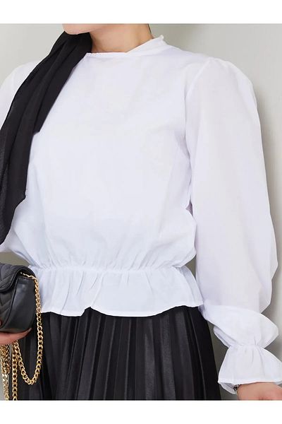 Kirazgym Gathered Hijab Blouse - White