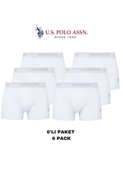 U.S. Polo Assn. Ανδρικά, Αδειοδοτημένα, USPA, Λευκό, 95% Βαμβάκι, 5% Ελαστάνη Οικονομική Συσκευασία των 6