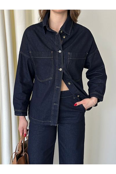 Laluvia Jeansanzug mit Knochenknöpfen – 7481-3788