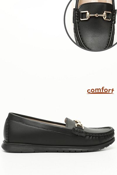 GÖNDERİ(R) Women's Black Buckle Thermo Sole Comfort Ballerinas