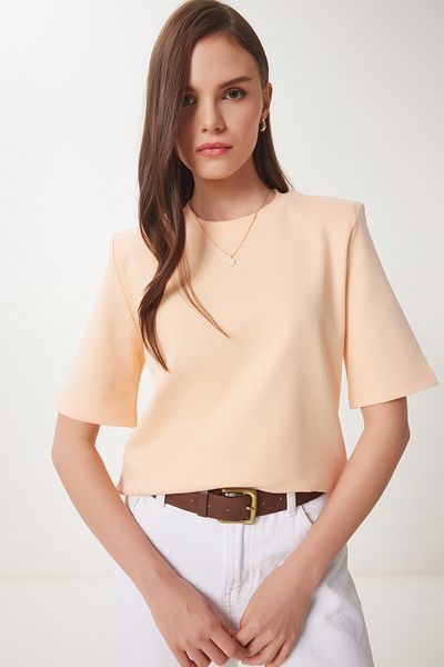 Lovelyİstanbul Μπλουζάκι Interlock με επένδυση - PEACH LUS0085