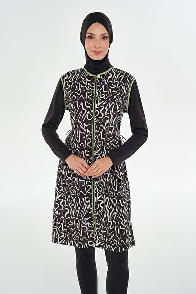 MARESİVA Quick Dry Front Zip Women's Long Sleeve Turtleneck Swimsuit