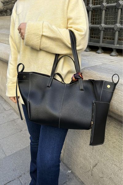 LEONAS Geantă de mână și de umăr pentru femei Pinterest cu magnet Clara Black