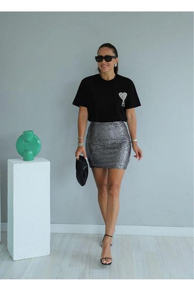 Butik Lena Shiny Lined Sequin Skirt