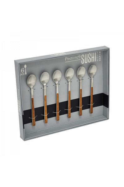Pintinox Set of 6 dessert or coffee spoons, Sushi Moka Mahogany