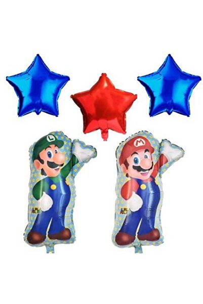 Parti Dükkanım مجموعة سوبر ماريو مكونة من 5 بالونات فويل