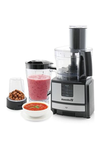 Hausberg Robot de bucatarie 3 in 1 HB7522NG , macinare, taiere, framantare si tocare, 600 W, Negru