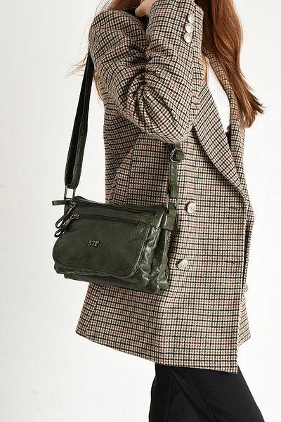 571 Collections Çanta Green Faux Leather Shoulder Bag - Model 571-11-13G