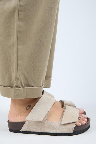 Manijero (Vina 2 ) Papuci de damă din piele naturală cu dublu velcro bej