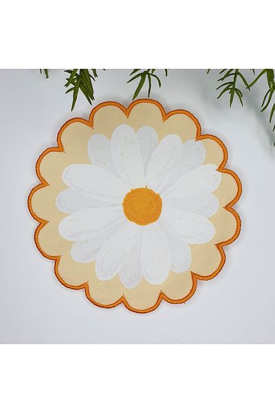 decofav Διακοσμητικό σχήματος λουλουδιού Daisy Design Κέντημα Edge Fabric Cocktail Χαρτοπετσέτα 1 τεμάχιο