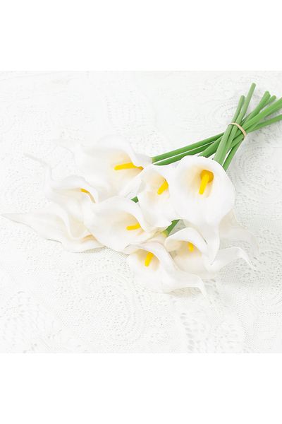 Choice 5Pieces O 2/5Pieces Real Touch Calla Lily Artificial Flowers White Wedding Bouquet Bridal Shower Par