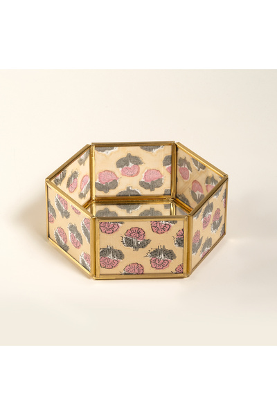 Zsa Zsa Zsu Fagu Cam Dekoratif Kutu 17x15x6 Cm Pembe-yeşil