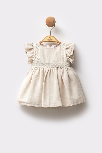 Cassiope Short Sleeve Ruffled Lace Embroidered Cotton Summer Special Occasion Eid Baby Girl Dress