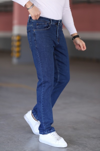 MYRAB DENİM Сині чоловічі джинси прямого крою з комфортним кроєм