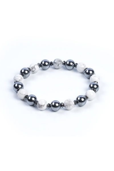Sırlı Taş Owen White Silver Bracelet / Terahertz (Vibration)-Howlite