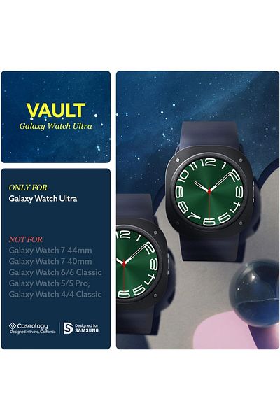 erorex Vault Designed For Samsung Galaxy Watch Ultra Case Cover 47Mm 2024 Matte Black