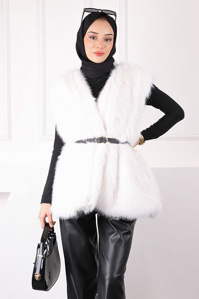 İmajButik Ecru Fur Vest