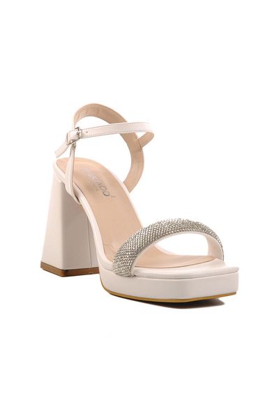 AYAKMOD 336535   Sandale de piatră cu toc cu platformă Z White pentru femei
