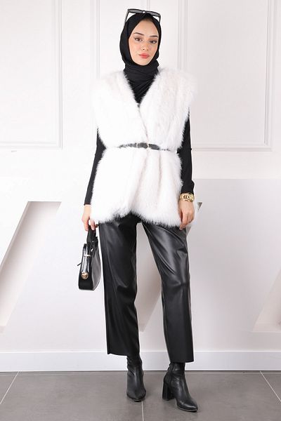 İmajButik Ecru Fur Vest