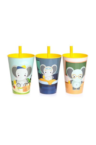 Fox Drinking Cup Kids Baby Cup Straw Cup 3 Pcs