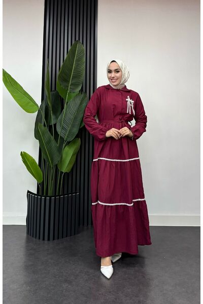 PARQAURA İŞLEMELİ DANTEL FİYONKLU VİSKON KARIŞIMLI KUMAŞTAN KRAŞ YAPILMIŞ  RA...